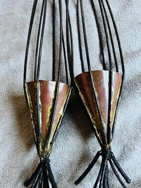 Ceiling Candle Holders Metal Wall Sculptures in Black, Gold, Brown